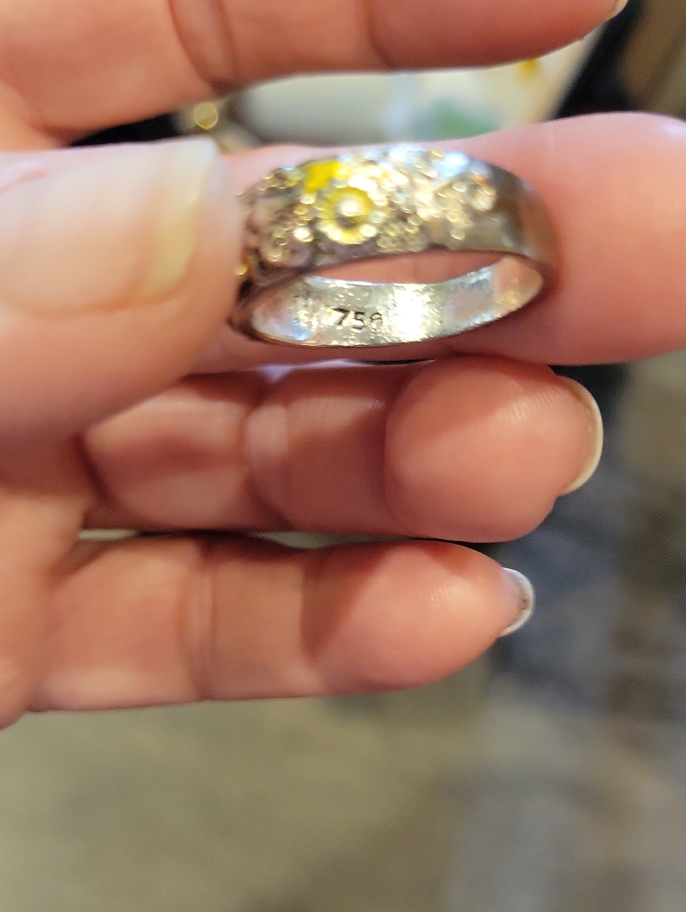 Black Hills Gold Floral "Sunflower" Band Stamped 750 & 925/ Gold AND Silver/Sz.8 - Picture 7 of 8